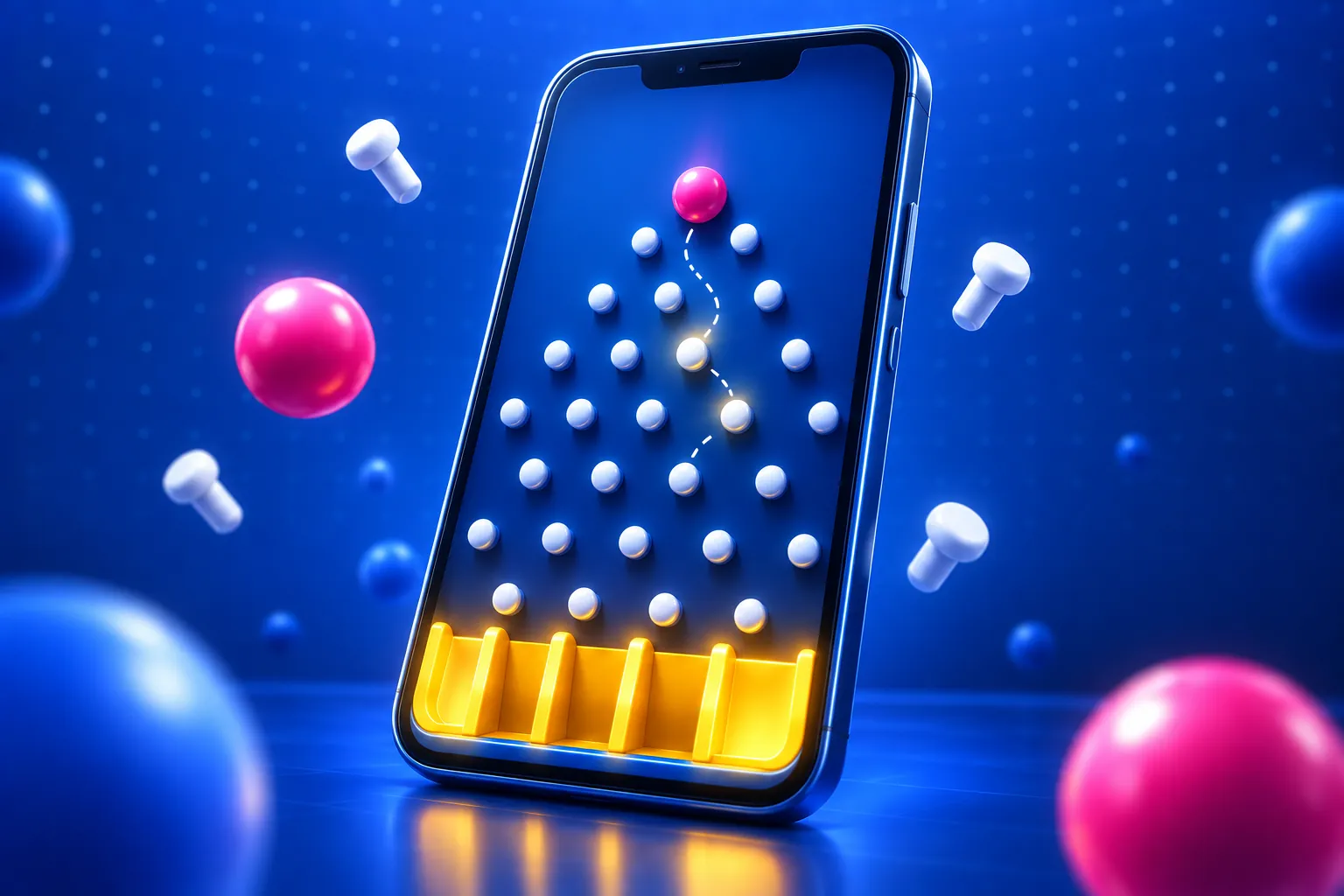 Plinko otwarte w przeglądarce telefonu z planszą w układzie pionowym