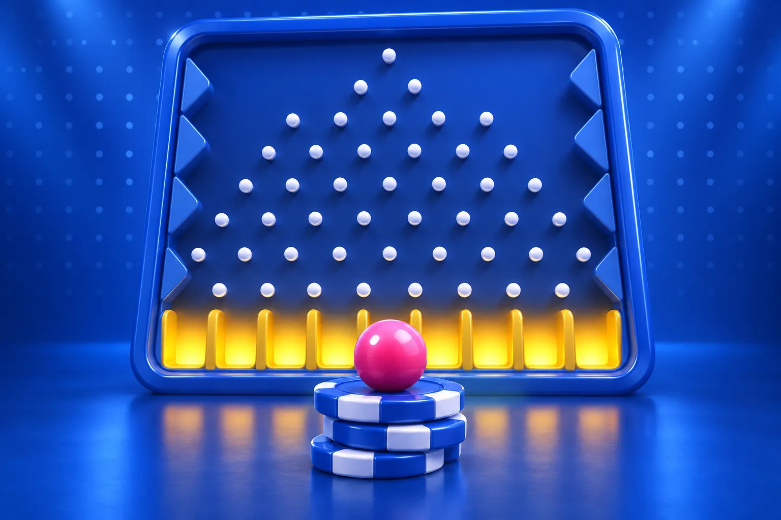 Plansza Plinko z kołkami i przegrodami w trybie demo